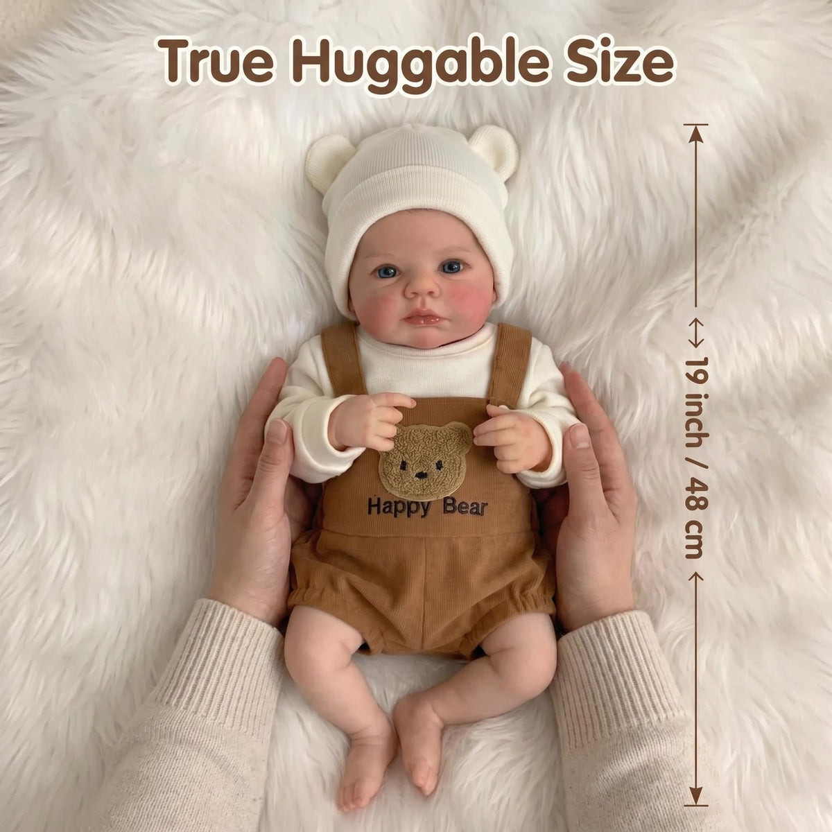 Muñeca reborn de 19 pulgadas con cuerpo de tela, piel simulada suave, para colección de pasatiempo y decoración del hogar