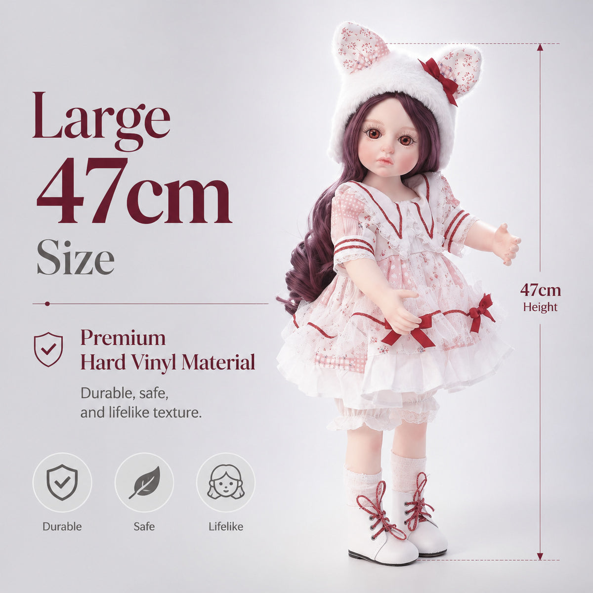 Muñeca reborn de 18 pulgadas/45 cm, cabello injertado, cuerpo completo de vinilo, pintada a mano con exquisitez, muñeca 3D para vestir, ideal como regalo y pieza de colección.