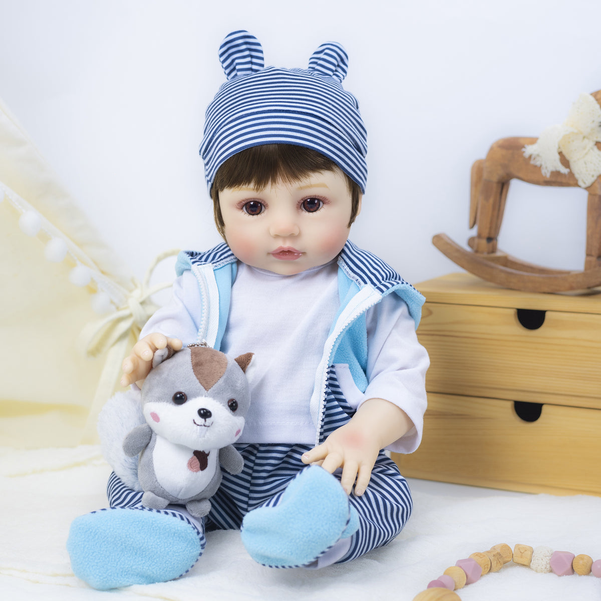 Muñeca bebé realista de 18 pulgadas con cuerpo de vinilo, sorpresa ideal para las fiestas, adorable regalo de recuerdo para reuniones de cumpleaños y tiempo en familia durante las festividades