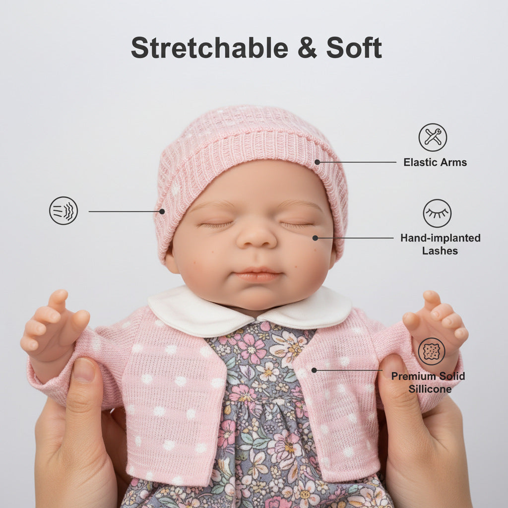 Muñeca Reborn de silicona sólida de 12 pulgadas, juguete de simulación de muñeca pascale con pequeño punto circular blanco