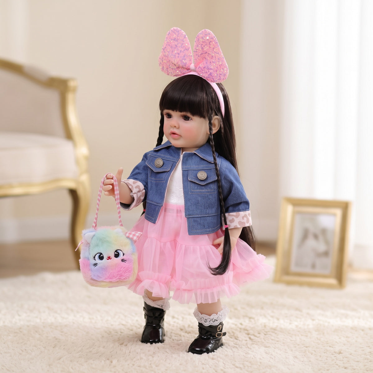 Muñecas reborn de 22 pulgadas, de cuerpo completo de vinilo, tipo toddler de pie, como regalo o adorno