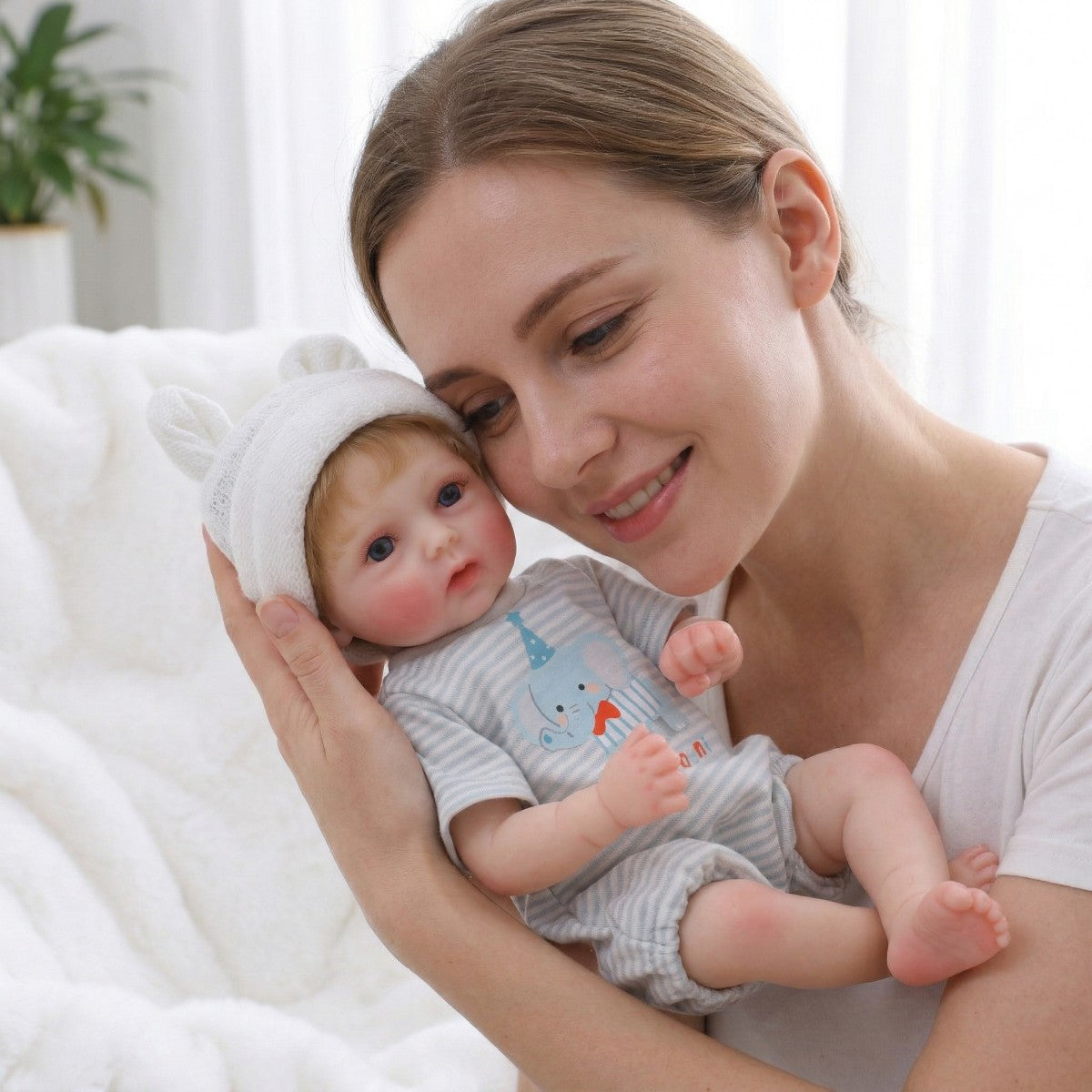 Muñeca reborn de silicona sólida de 12 pulgadas (30 cm) con trasplante de cabello, bebé de simulación para cambiar de ropa