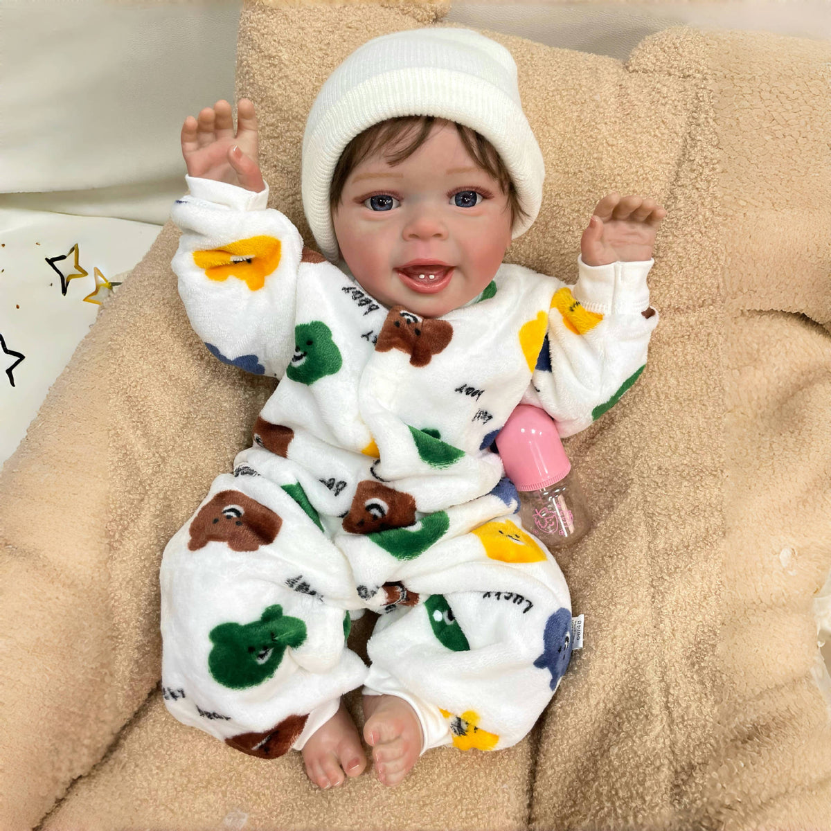 Muñeca bebé Reborn realista de 23 pulgadas hecha a mano con cuerpo de tela, piel 3D realista, juguete para niñas pequeñas
