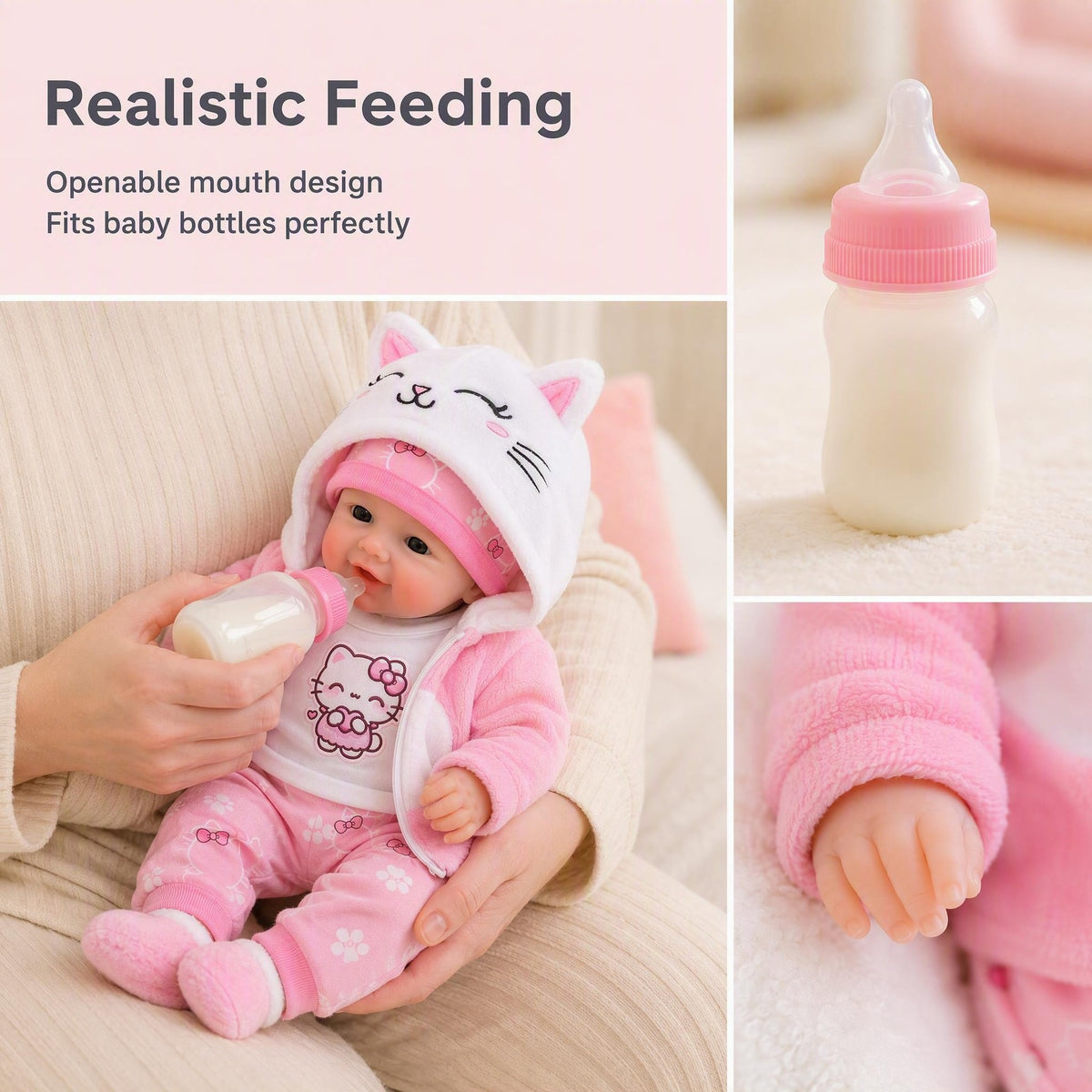 16 inch solid soft platinum silicone openable mouth powder set doll as a gift for children