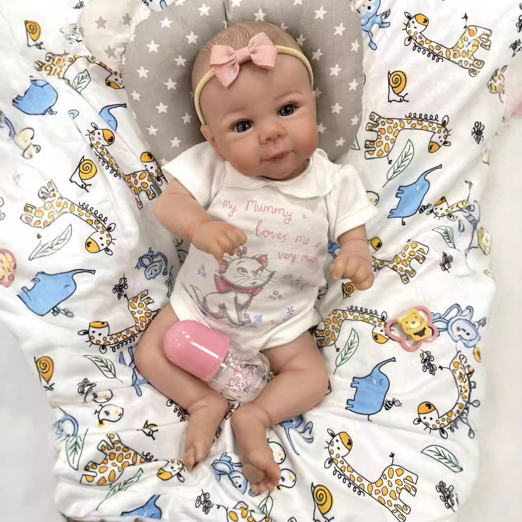 Muñeca recién nacida Reborn realista de 20 pulgadas con cuerpo de tela, piel 3D detallada, hecha a mano, juguete coleccionable para niñas y amantes de las muñecas
