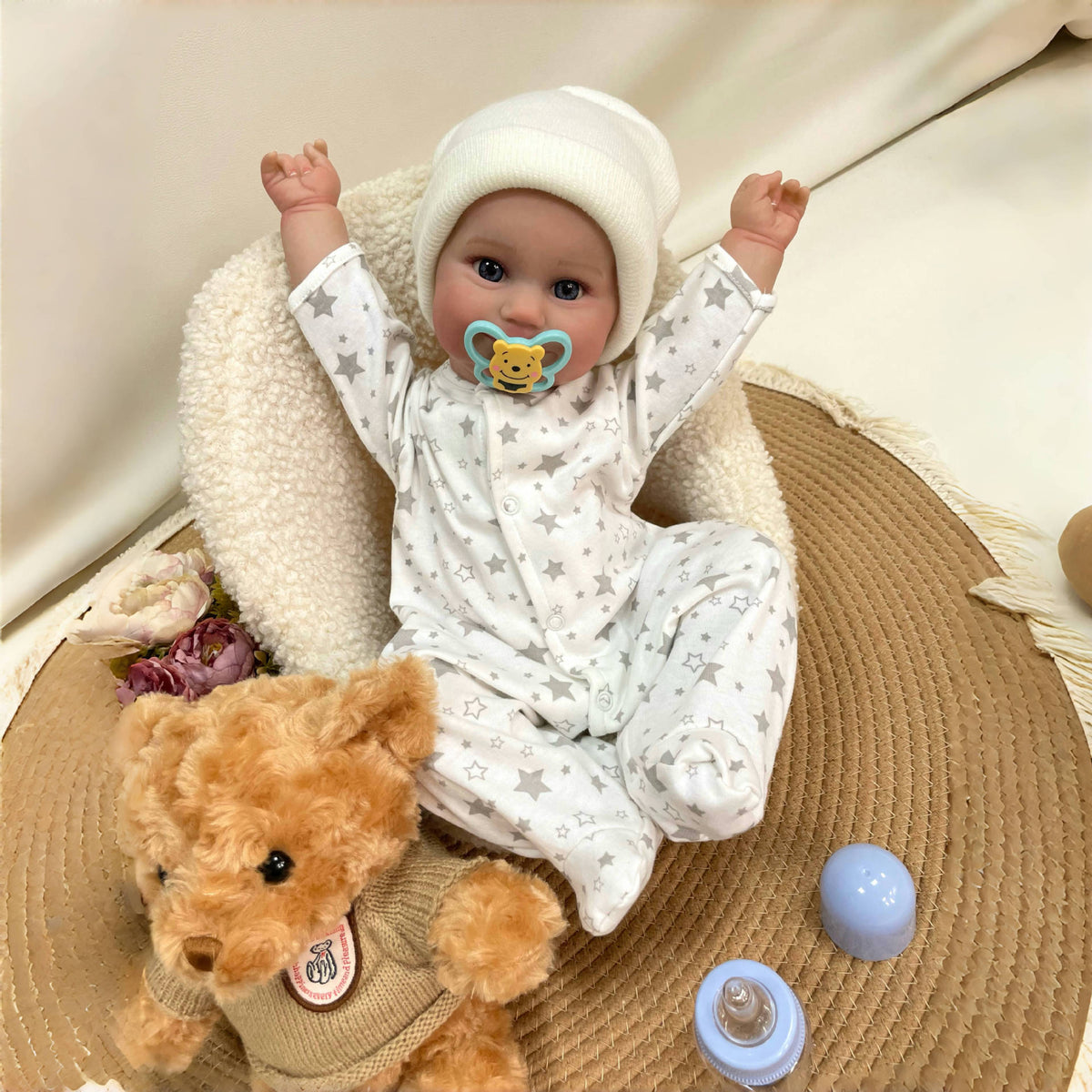 Muñeca Reborn hecha a mano de 19 pulgadas, realista, con cuerpo de tela, piel 3D, juguete para recién nacido, regalo para niñas y coleccionistas de muñecas