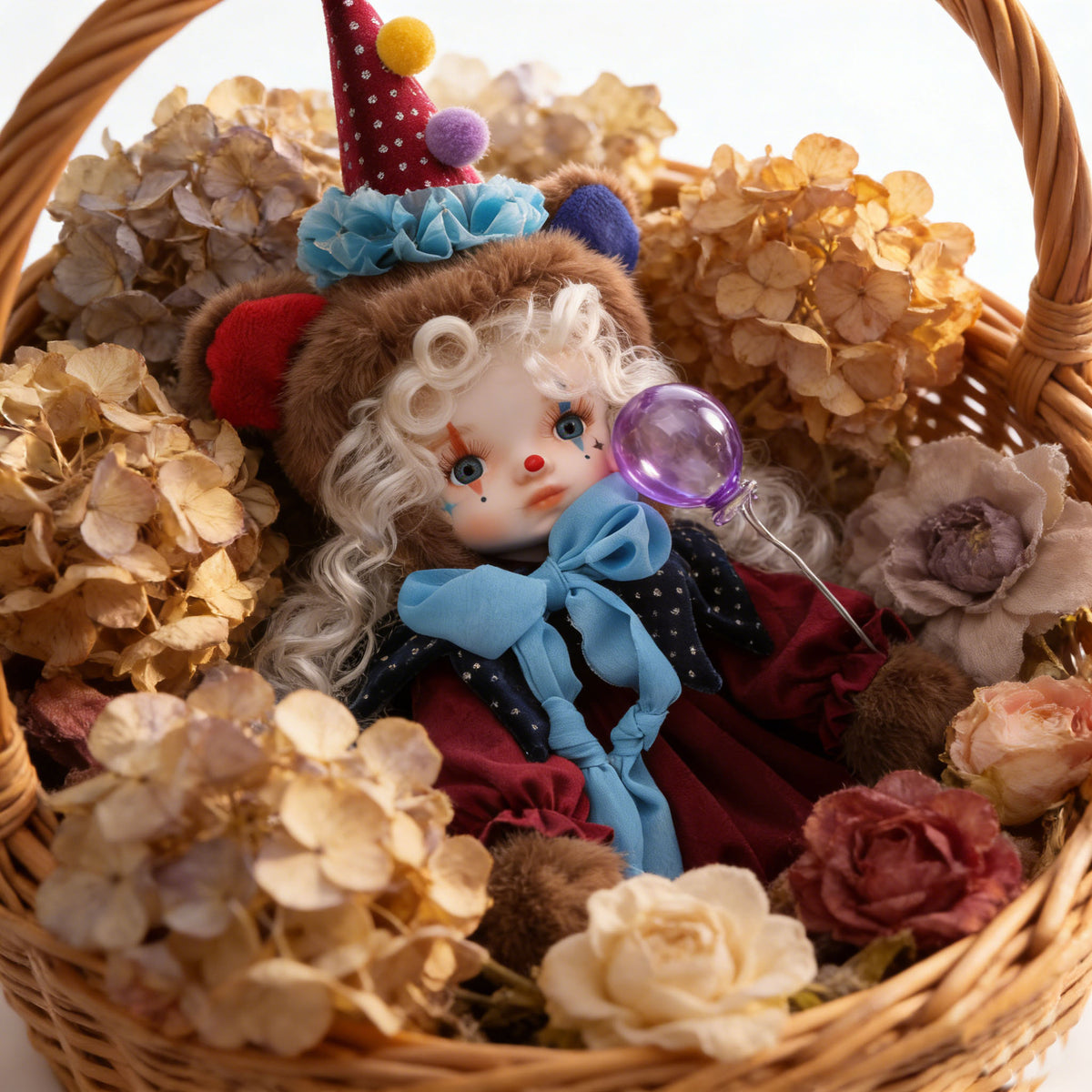 Muñeco vintage de payaso de 33 cm (13 pulgadas) con cara de cerámica, juguete exquisito, artículo de regalo de alta gama, colección, decoración y adorno
