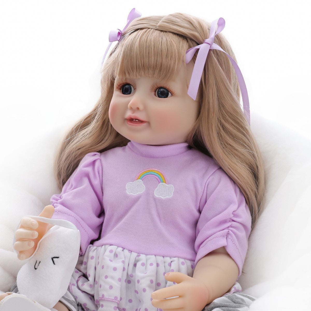 Muñeca bebé de simulación de 22 pulgadas, de plástico completo, modelo Rebirth, con diálogo de llanto y risa, para niña