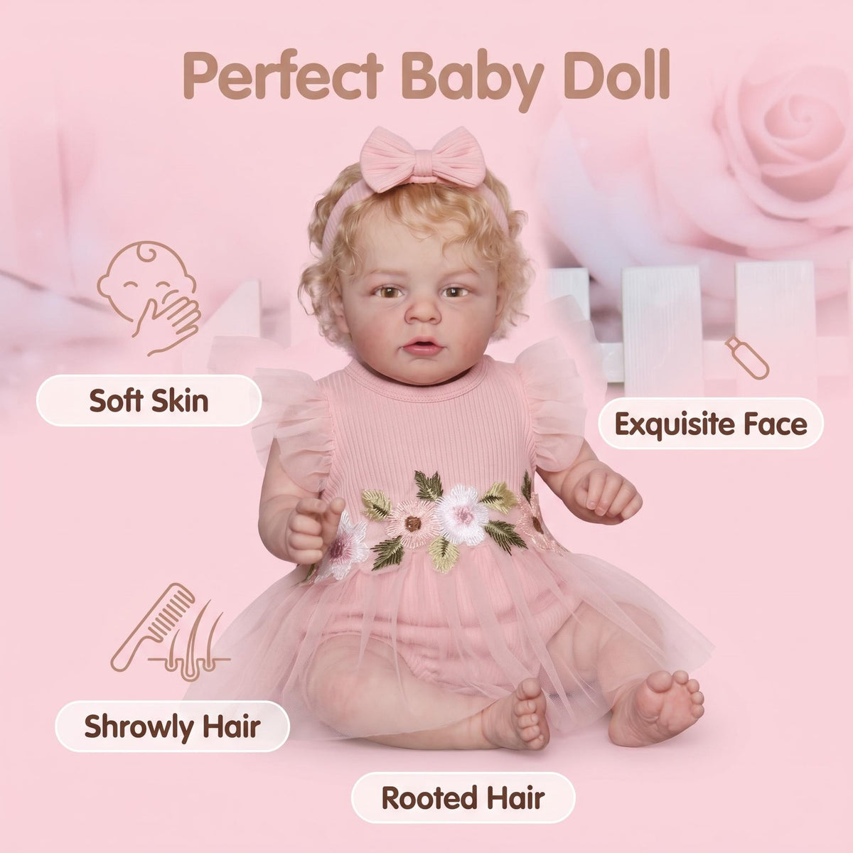 Muñeca Reborn de 19 pulgadas con cuerpo de tela y extremidades de vinilo, una opción de regalo maravillosa para baby showers, Acción de Gracias y celebraciones festivas