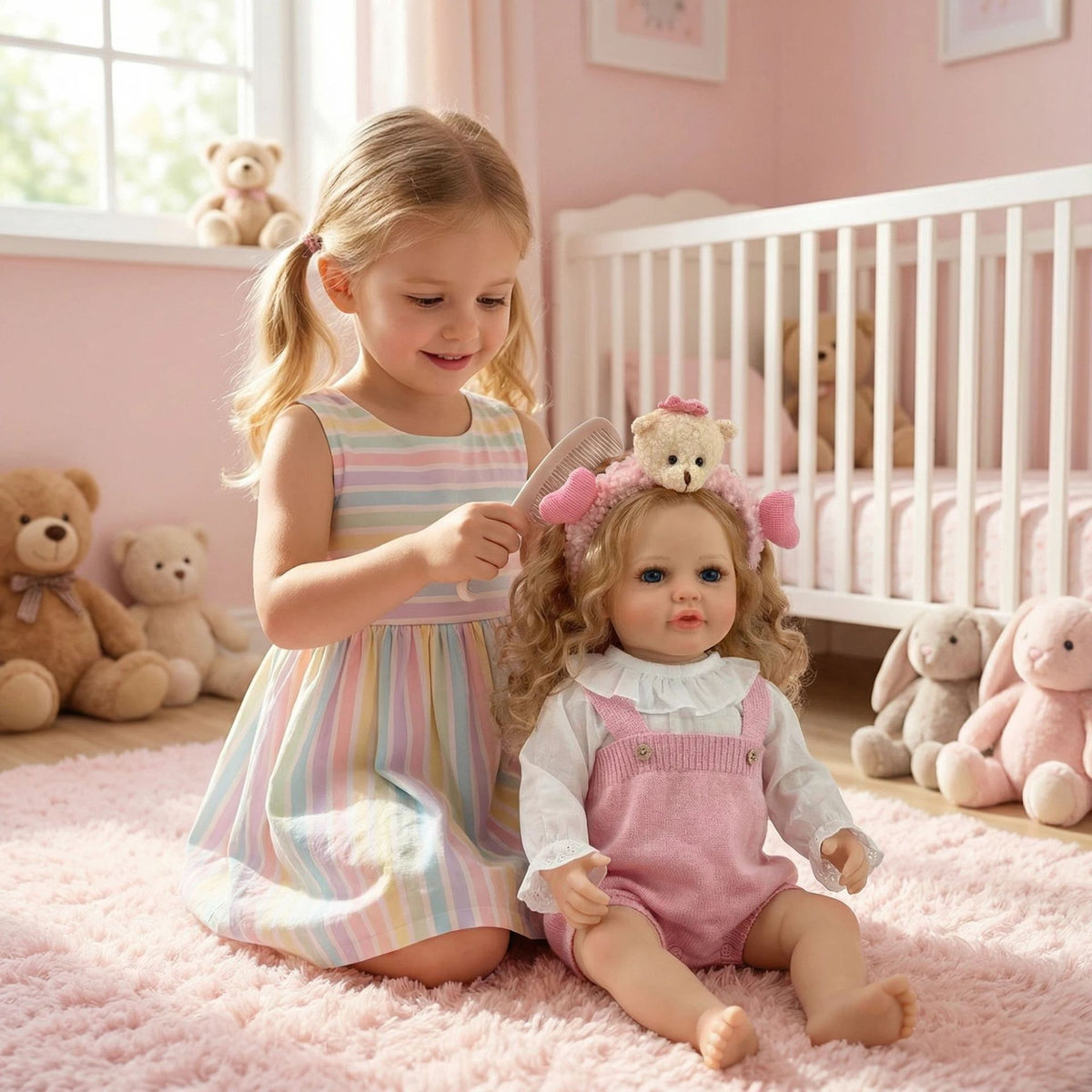 Muñecas Reborn de vinilo completo de 22 pulgadas para niñas con cabello rubio
