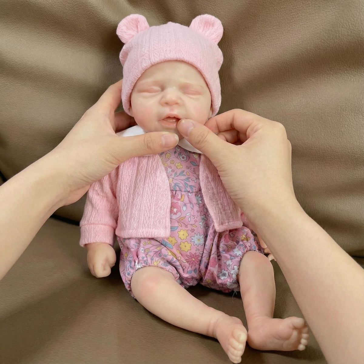 Muñeca Reborn de silicona sólida de 12 pulgadas, juguete de simulación modelo Pascale con cárdigan rosa