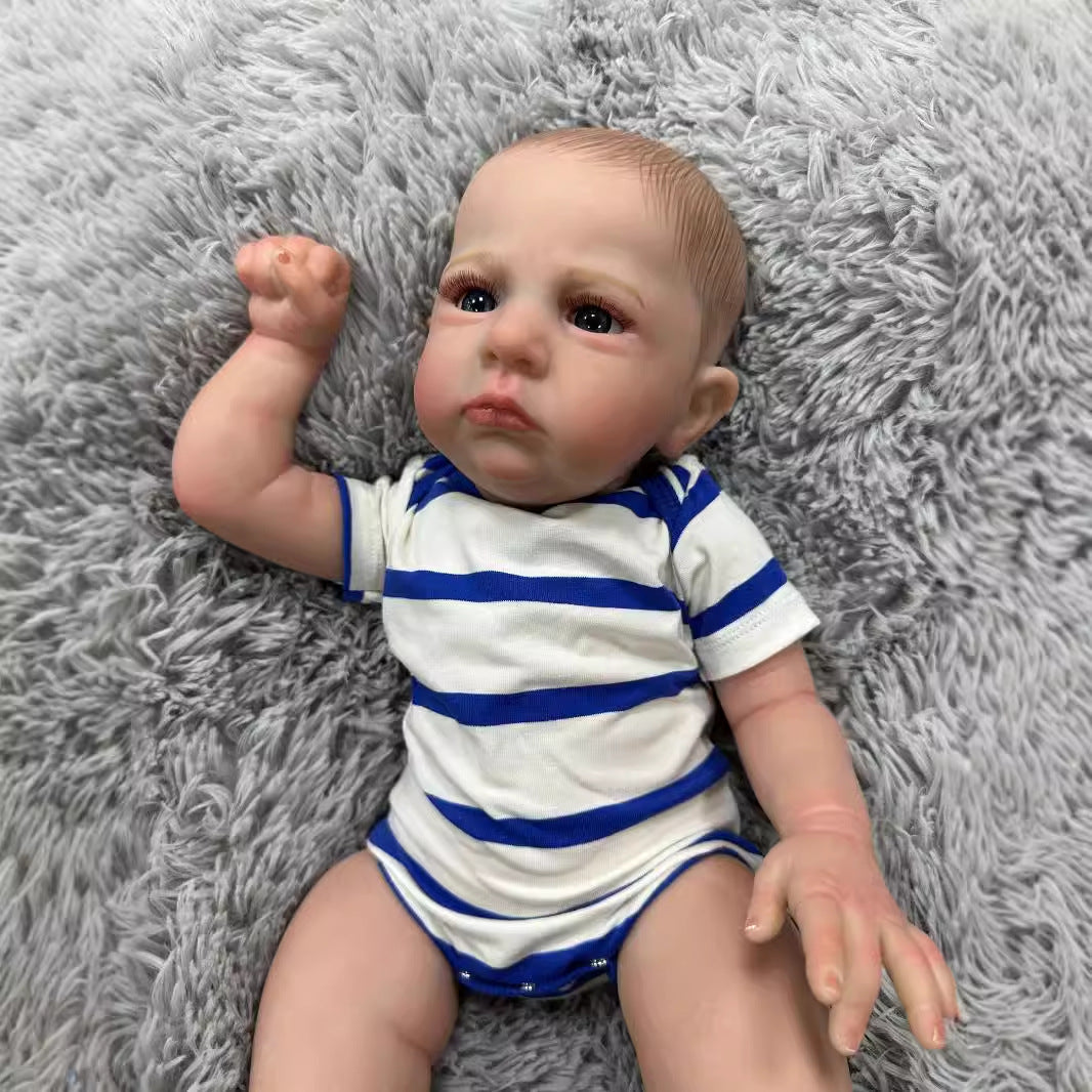 Muñeca bebé Reborn realista de 23 pulgadas con cuerpo de tela suave, piel con venas en 3D, muñeca recién nacida hecha a mano, juguete de regalo para niñas pequeñas y coleccionistas