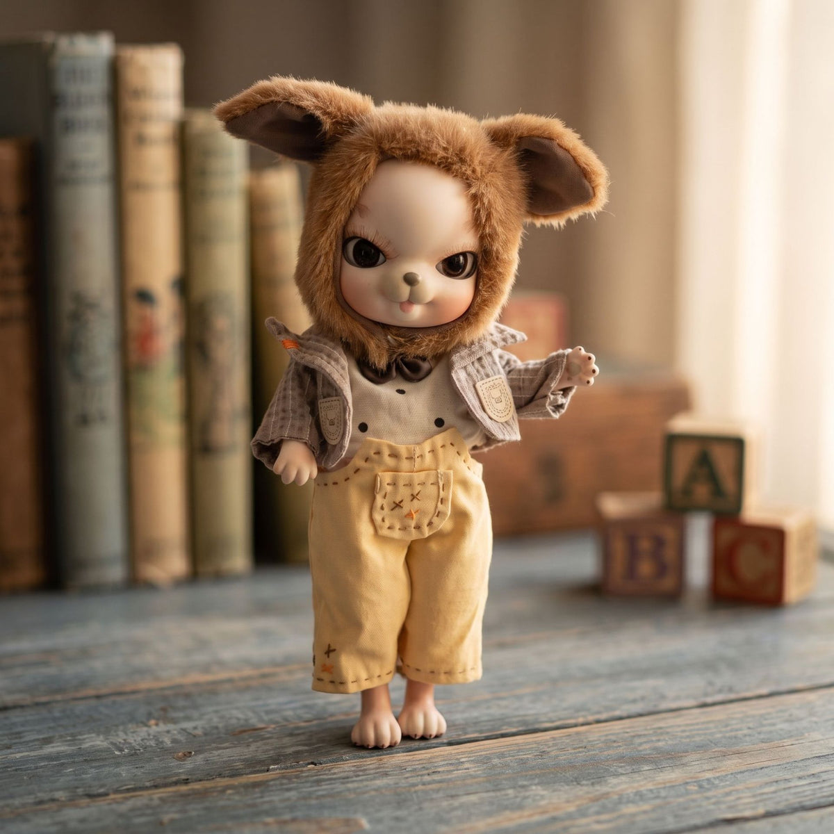 Muñeca articulada (BJD) de cerámica de 10 pulgadas con cuerpo completo, conjunto de felpa, decoración hecha a mano y juguete coleccionable