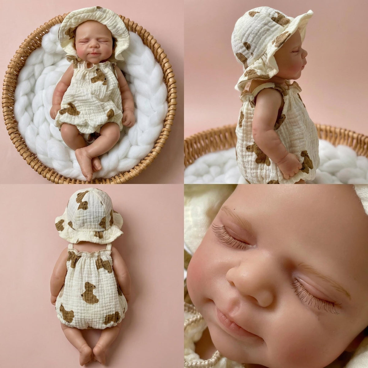 Muñeca reborn de silicona sólida Pascale, de 12 pulgadas, con mono sin mangas