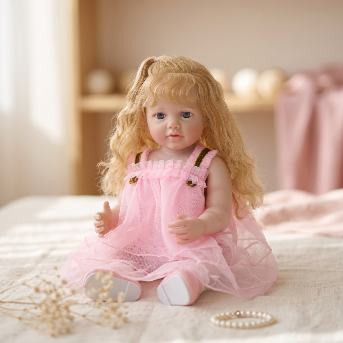 Muñeca Reborn de 22 pulgadas, cuerpo completo de vinilo ultrarrealista, extremidades flexibles y suaves, muñeca de compañía segura para niños