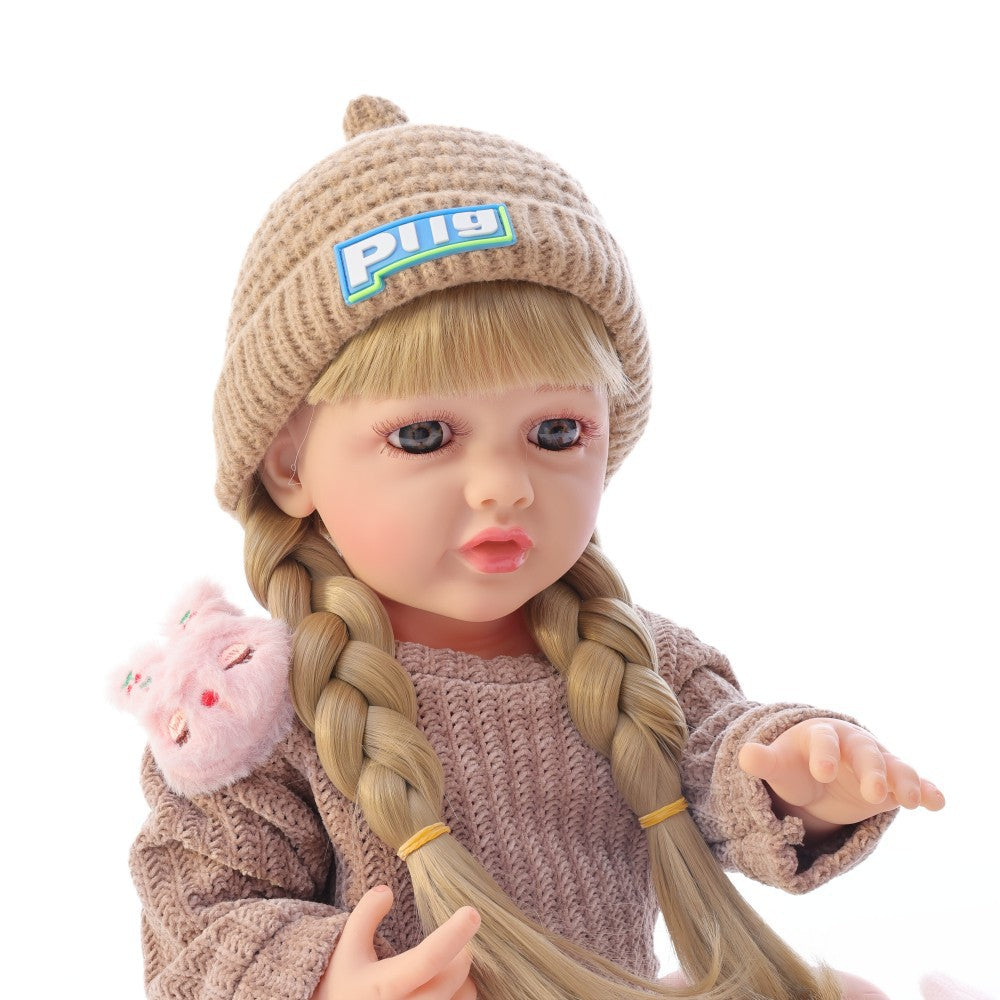 Muñeca bebé de simulación de 22 pulgadas, de cuerpo completo de plástico, que llora, ríe y habla en ruso, inglés y español, muñeca renacida (Reborn) para niña