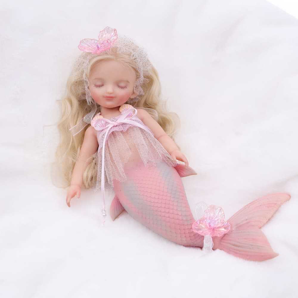 Muñeca bebé sirena de silicona completa de 10 pulgadas, figura de fantasía durmiente, regalo para cumpleaños y ocasiones festivas