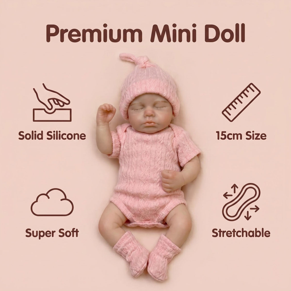 Muñeca reborn de 6 pulgadas con cuerpo completo de silicona sólida, vestida con traje rosa de manga corta, regalo de Navidad para niños