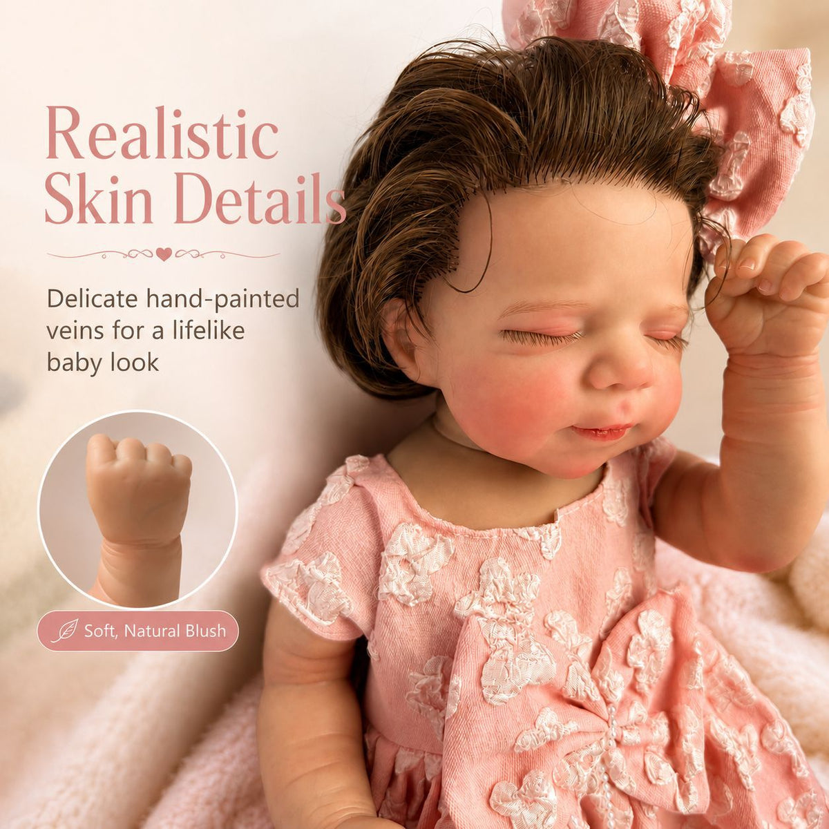 Muñeca realista de 18 pulgadas estilo Reborn, cuerpo completo de vinilo, extremidades flexibles, excelente regalo para celebraciones festivas y cumpleaños