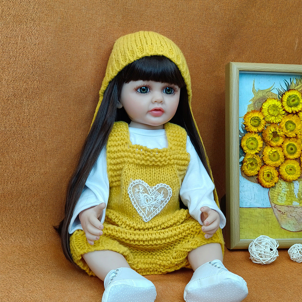 Muñeca Reborn de 22 pulgadas con cuerpo completo de vinilo y sensor de sonido, juguete de compañía interactivo, regalo perfecto para niños y coleccionistas adultos en días especiales
