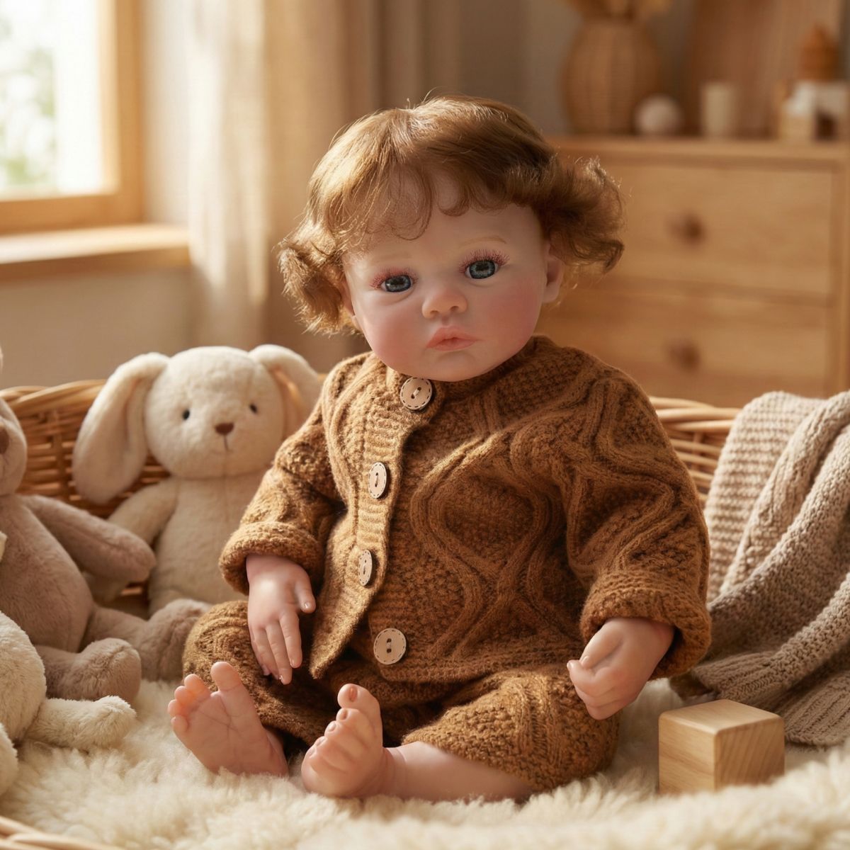 Muñeco bebé de simulación Reborn de 45 cm con trasplante de cabello