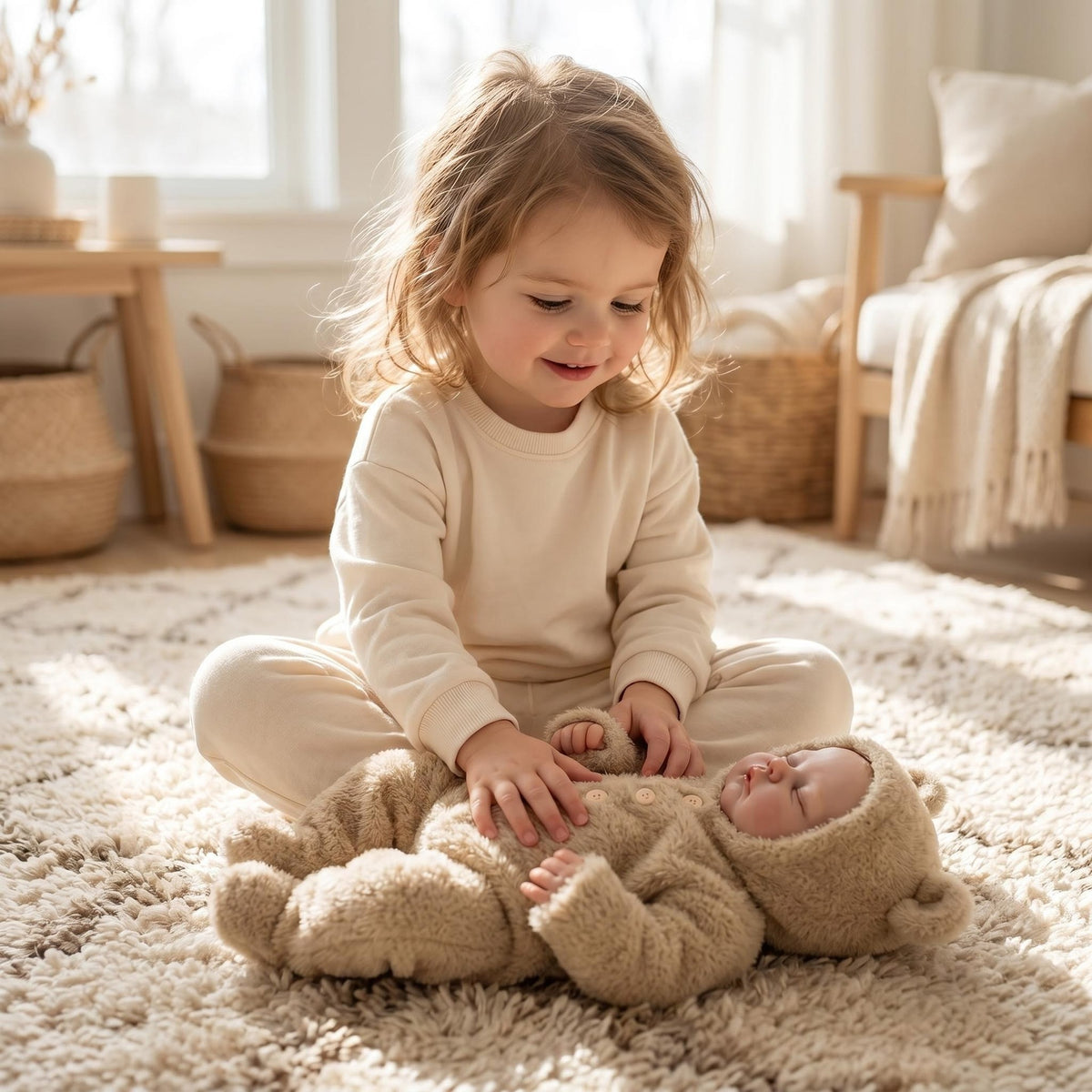Muñeca bebé reborn de 19 pulgadas con cuerpo de tela, durmiendo pacíficamente con los ojos cerrados, regalo perfecto para cumpleaños, Navidad y Pascua, juguete de compañía para niñas y coleccionistas adultos