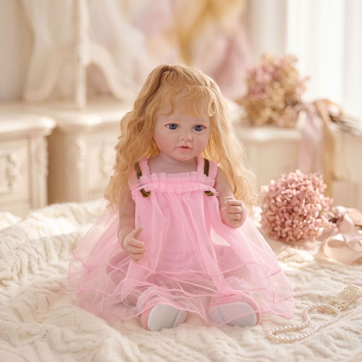Muñeca Reborn de 22 pulgadas, cuerpo completo de vinilo ultrarrealista, extremidades flexibles y suaves, muñeca de compañía segura para niños