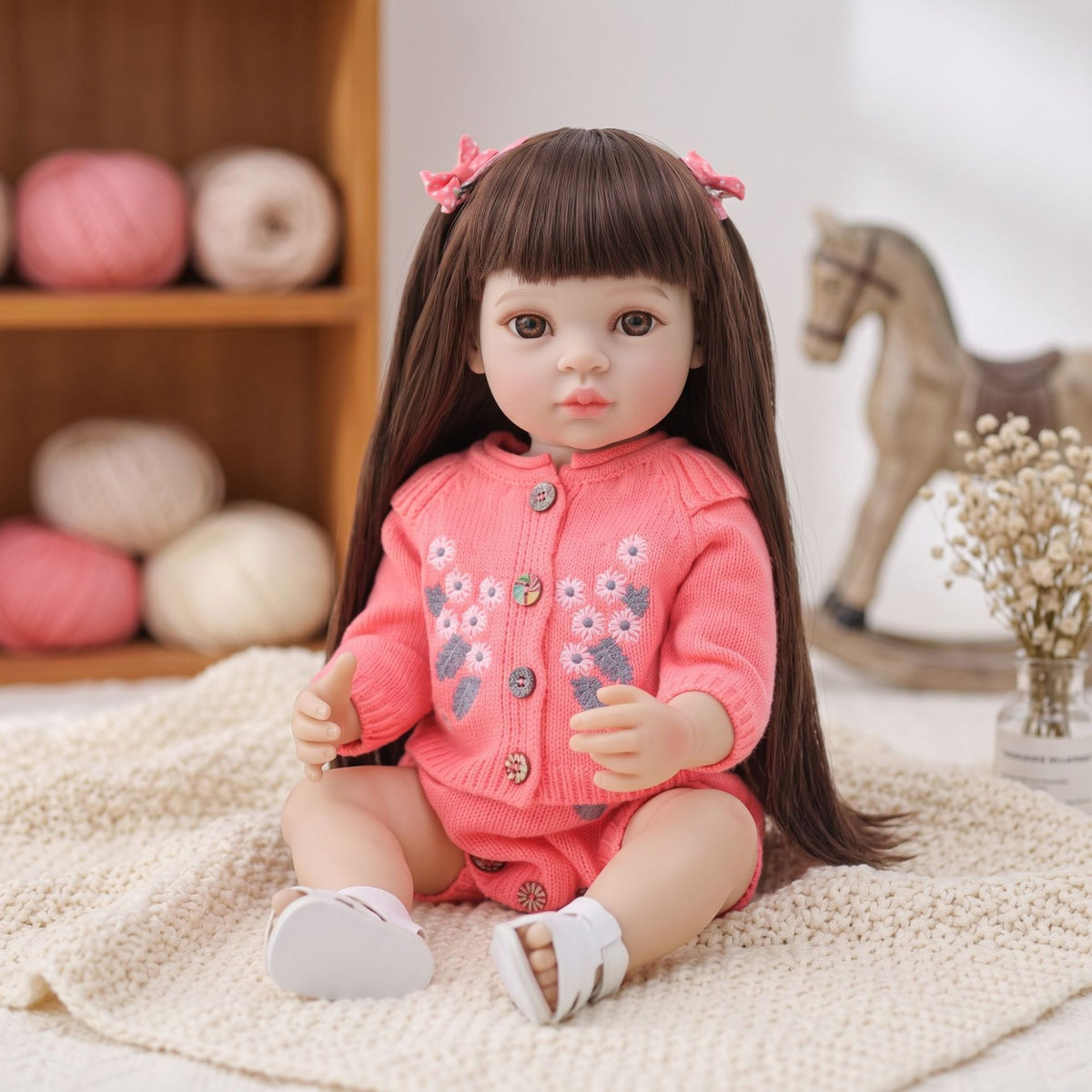 Muñeca reborn de 22 pulgadas con cuerpo completo de vinilo, muñeca de bebé simulada para regalo de niña