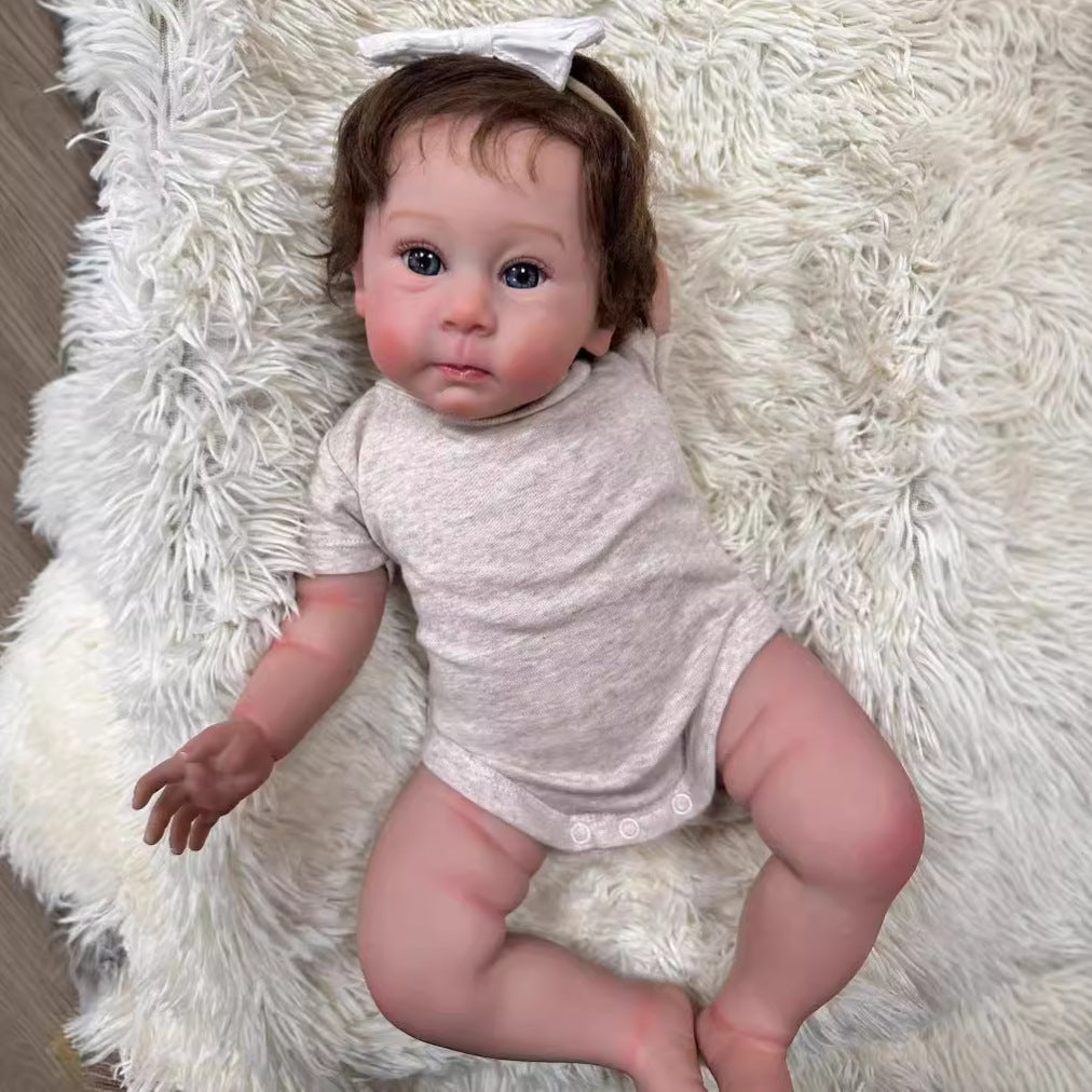 Muñecas Reborn de 23 pulgadas con cuerpo de tela, tacto suave y cabello castaño implantado, muñecas de juguete de bebé recién nacido para niñas, muñecas Reborn