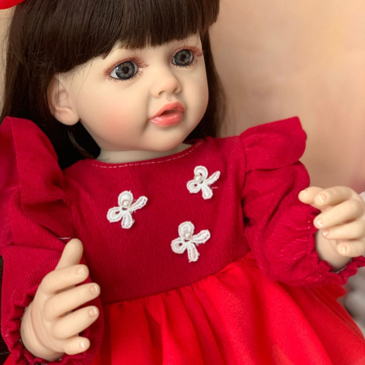 Muñeca Reborn de 22 pulgadas con cuerpo completo de vinilo y sensor de sonido, juguete interactivo para niños y adultos, opción de regalo para cumpleaños y festividades
