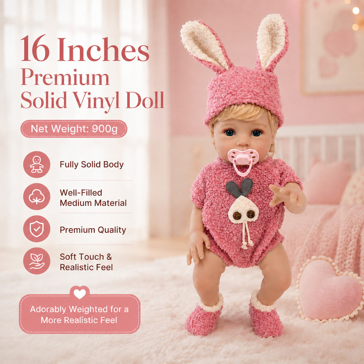 Muñeca Reborn de 18 pulgadas con cuerpo completo de vinilo, una selección de regalo ideal para cumpleaños y festividades internacionales.