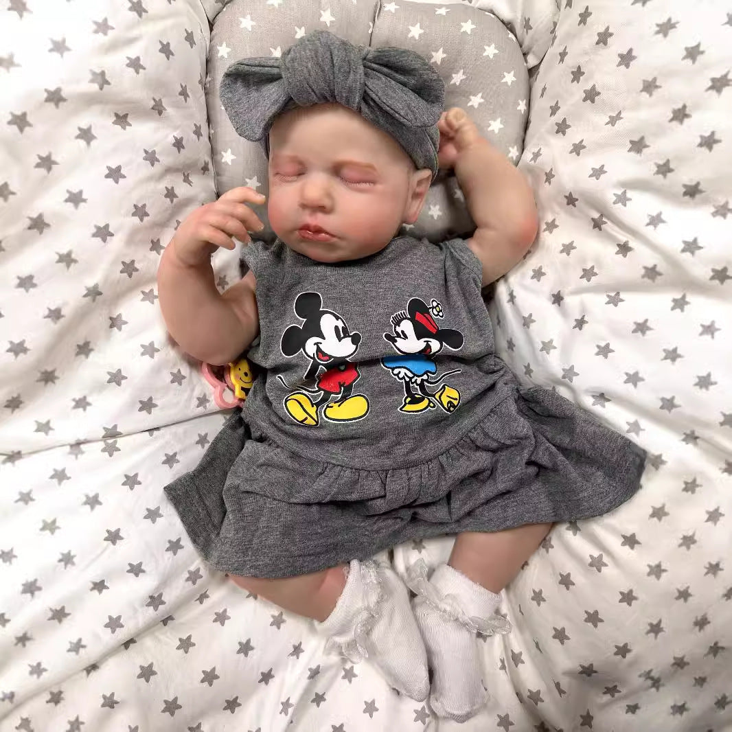 Muñeca bebé Reborn realista de 19 pulgadas con cuerpo de tela, piel con venas 3D, muñeca recién nacida hecha a mano, juguete de regalo para niñas pequeñas y coleccionistas