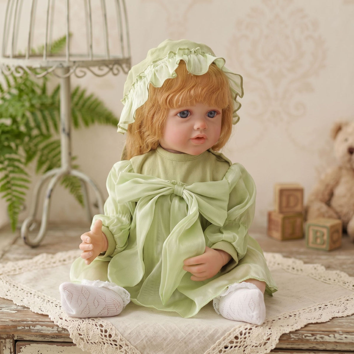 Muñeca Reborn de 22 pulgadas, cuerpo completo de vinilo ultrarrealista, extremidades flexibles y suaves, muñeca de compañía segura para niños