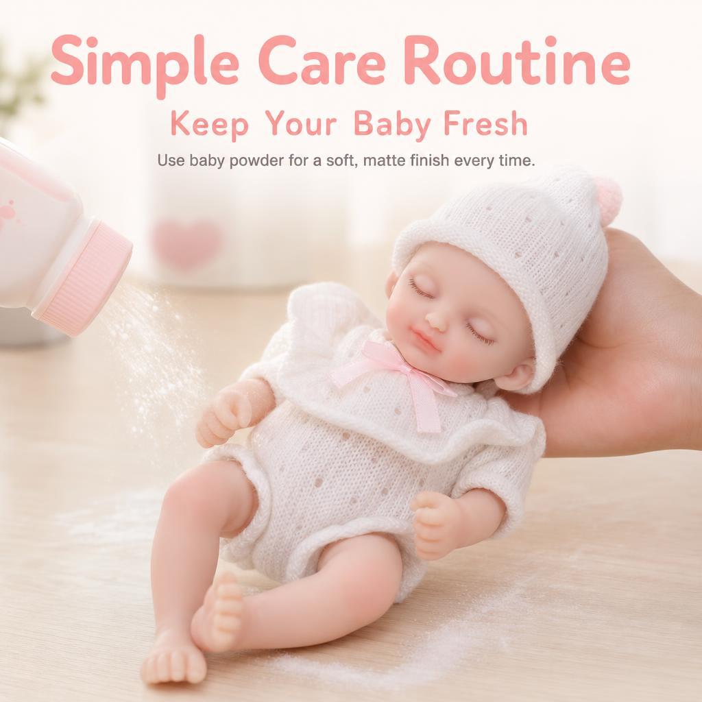 8 inch Reborn Baby Girl Doll, mini realistic full-body silicone doll