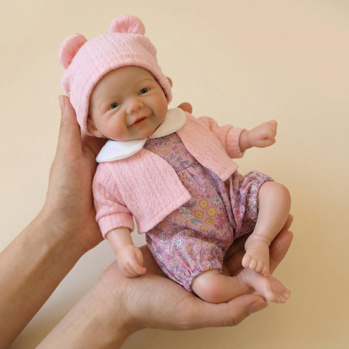 Muñeca de simulación de 12 pulgadas, pieza única con disfraz floral, muñeca renacida de silicona