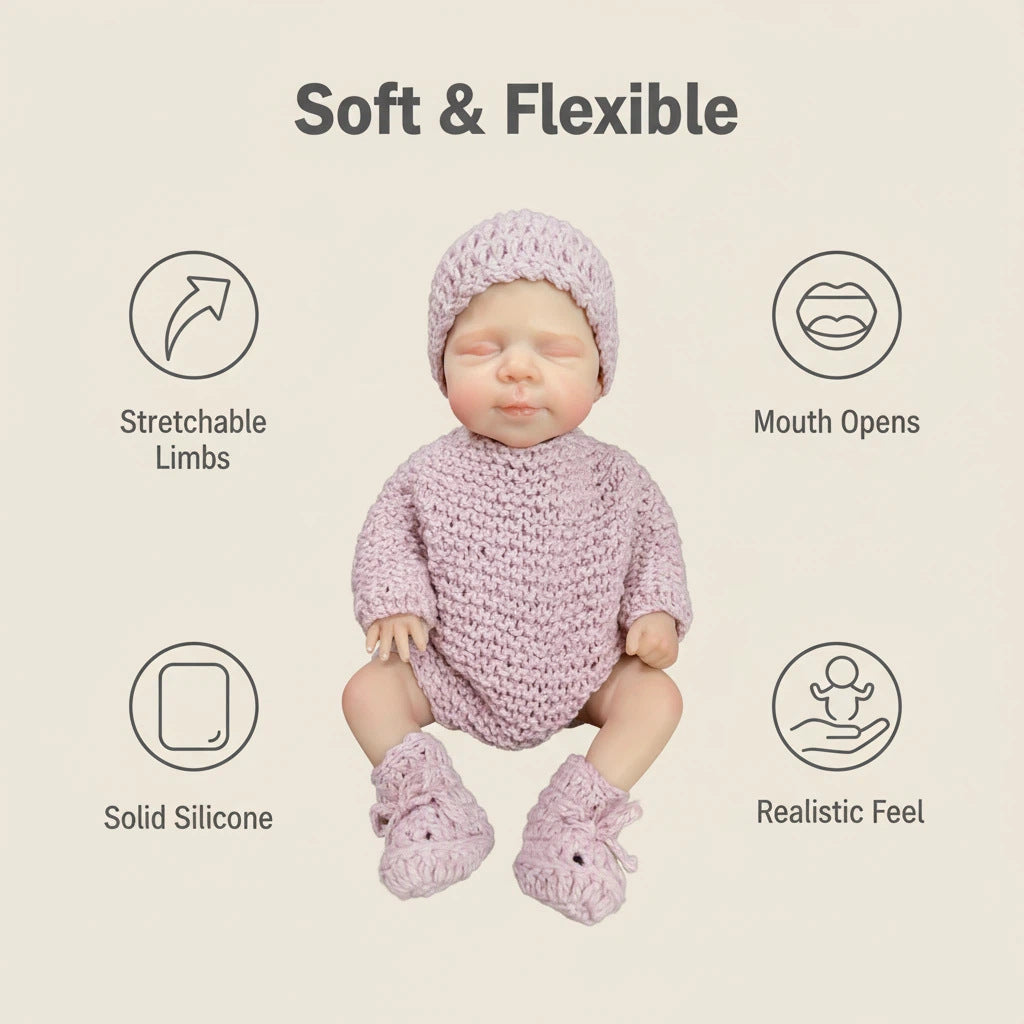 Muñeca Reborn de silicona sólida de 12 pulgadas, juguete de simulación Pascale con suéter morado claro