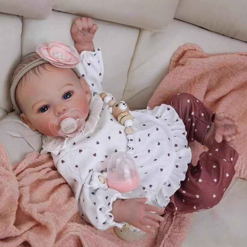 Muñeca Reborn de recién nacido de 18 pulgadas con cuerpo de tela/vinilo, conjunto casual dulce, juguete de compañía para festivales