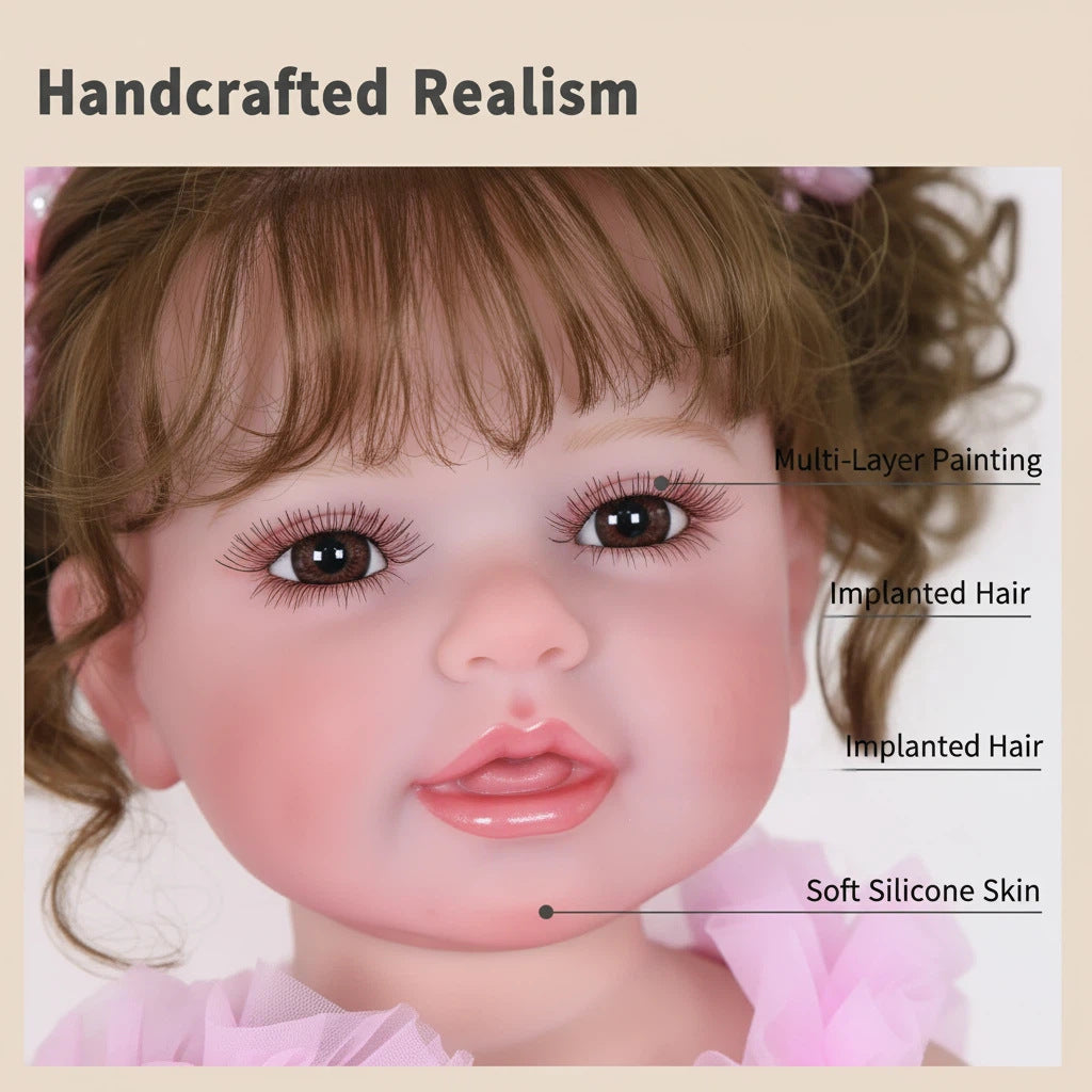 Muñeca reborn de 22 pulgadas con cuerpo de vinilo completo para acompañar y regalar como colección navideña a los niños