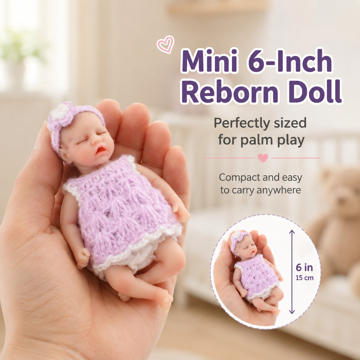 Muñeca de bebé reborn de silicona sólida de 6 pulgadas, juguete infantil elástico de tacto real, regalo y objeto de colección