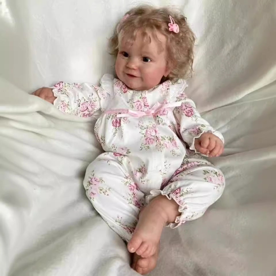 Muñeca Reborn de 20/24 pulgadas, niña linda con cuerpo de tela y cabello rubio injertado, juguete realista para niños y regalo