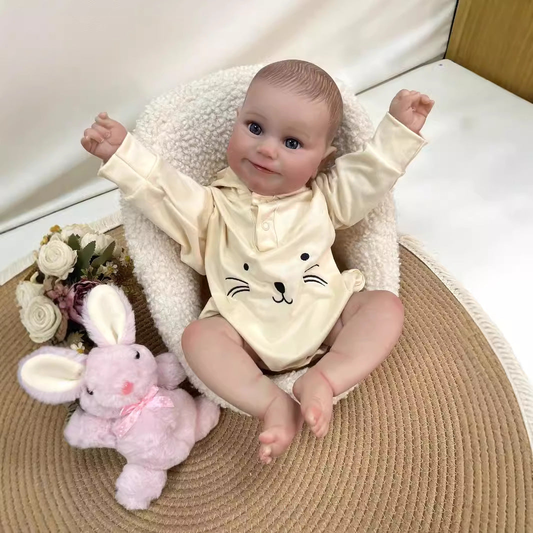 Muñeca bebé Reborn realista de 19 pulgadas hecha a mano con cuerpo de tela, piel 3D realista, juguete para niñas pequeñas