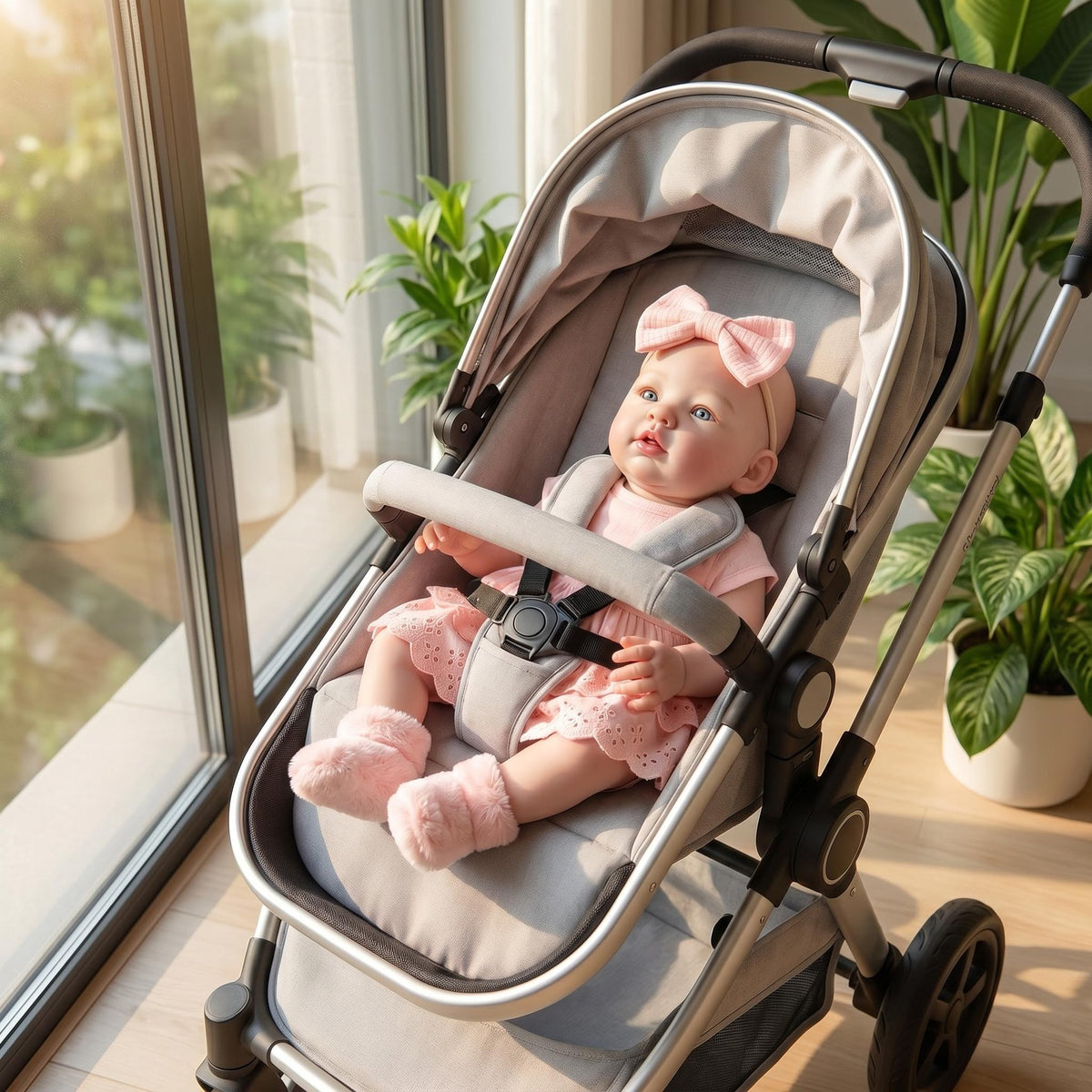 Muñeca reborn realista de 19 pulgadas con cuerpo de vinilo completo, ojos abiertos, conjunto de princesa rosa, regalo de vacaciones para niños y coleccionistas