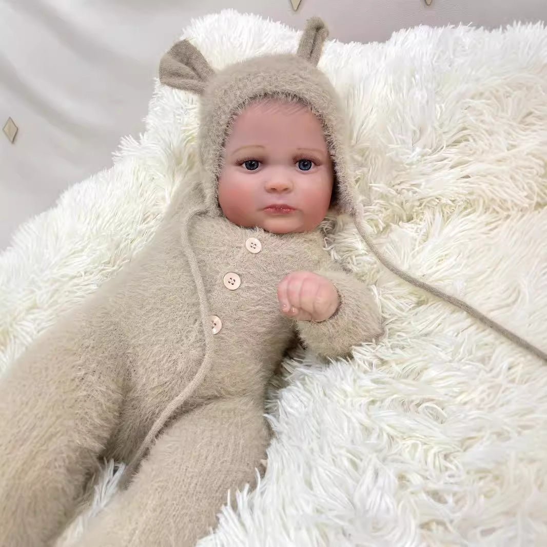 Muñeca bebé Reborn artesanal de 24 pulgadas, realista, con cuerpo de tela, piel 3D real, juguete para niños, regalo para niñas