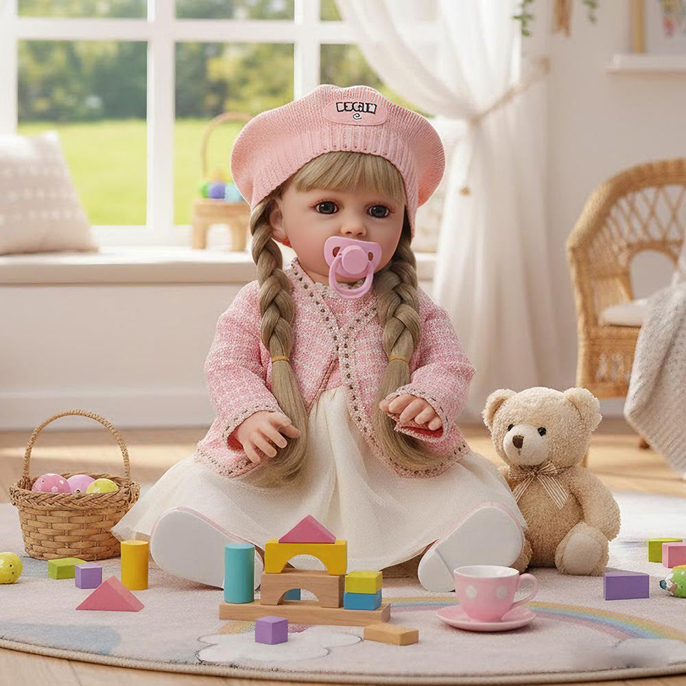 Muñeca bebé de simulación de 22 pulgadas, de plástico completo, que ríe y llora, con diálogo en español, ruso e inglés
