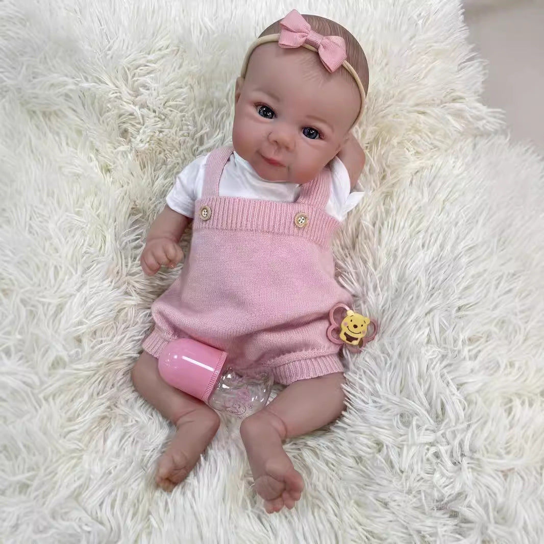 Muñeca bebé Reborn realista de 20 pulgadas con cuerpo de tela, piel 3D realista, juguete de muñeca estilo recién nacido hecho a mano para niñas