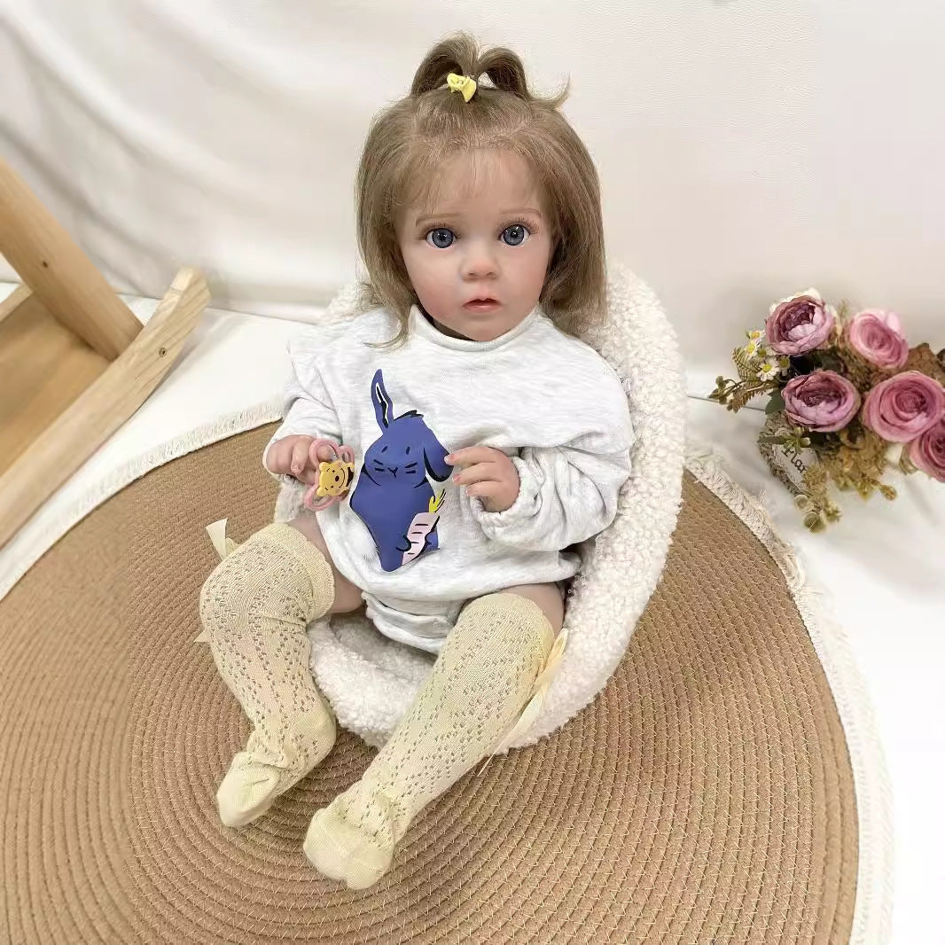 Muñeca bebé Reborn artesanal de 24 pulgadas, cuerpo de tela suave, piel realista 3D, juguete de regalo para niñas