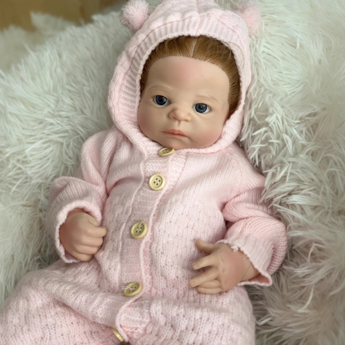 Muñeca Reborn de silicona sólida de 22 pulgadas, realista, recién nacida, con conjunto de punto rosa y biberón, juguete para niña, regalo de colección
