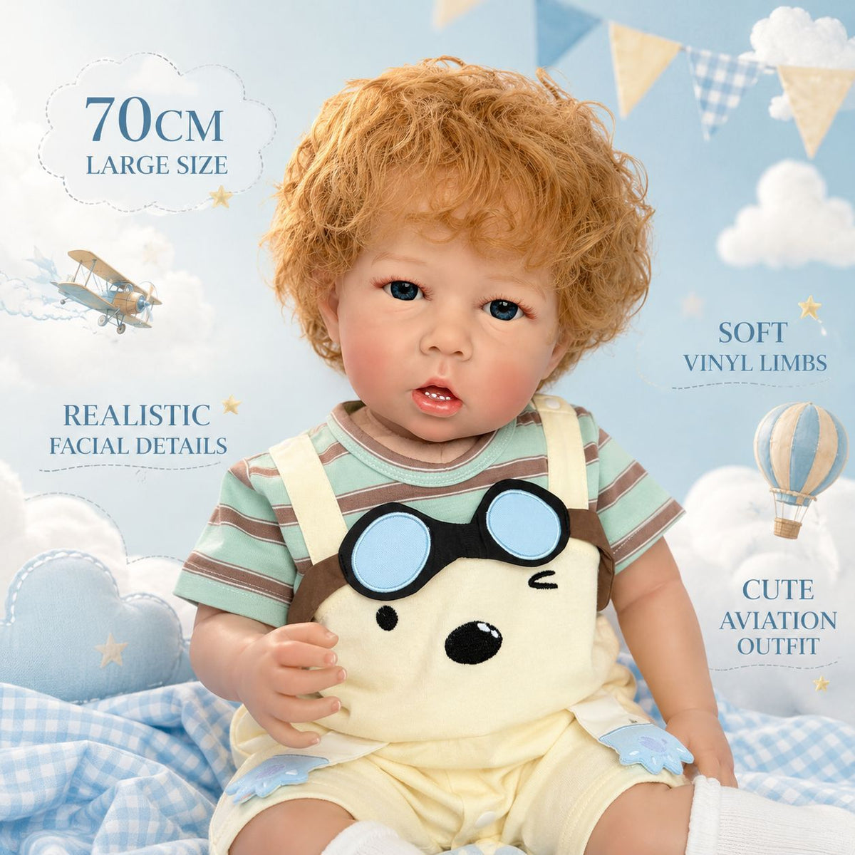 Muñeca estilo reborn de 26 pulgadas con cuerpo de tela, detalles acabados a mano, elección perfecta para regalos de cumpleaños y festividades