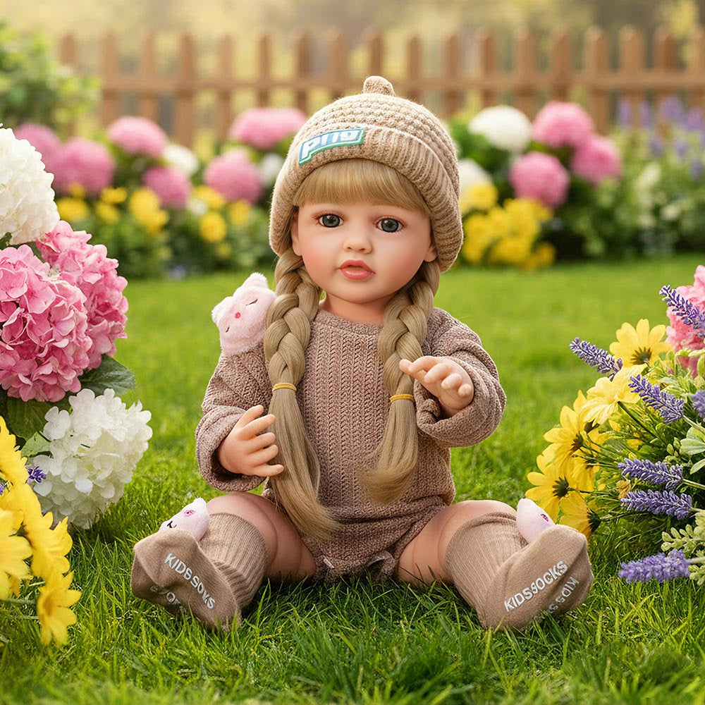 Muñeca bebé de simulación de 22 pulgadas, de cuerpo completo de plástico, que llora, ríe y habla en ruso, inglés y español, muñeca renacida (Reborn) para niña