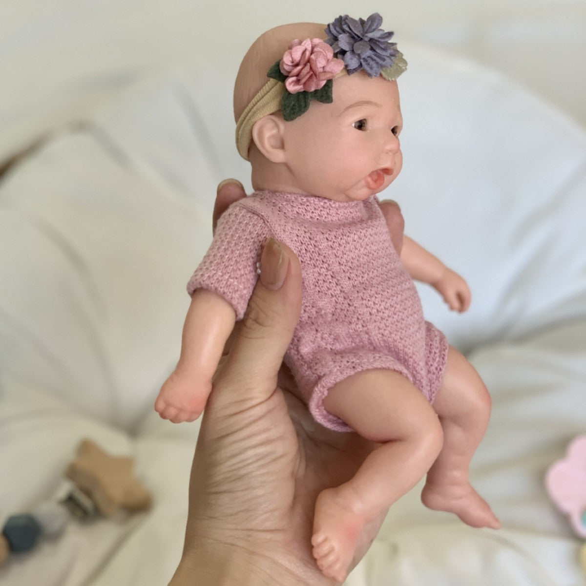 Mini muñeca Reborn de 8 pulgadas de cuerpo completo de silicona sólida con tacto ultra real, lavable, para regalo de niños y exhibición
